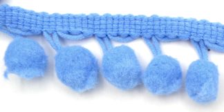 Soft Pom Pom Fringe Trim - Royal Blue 10mm