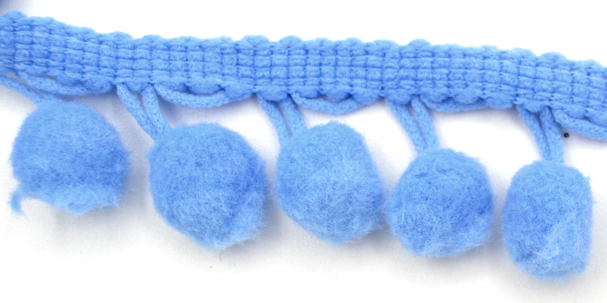 Soft Pom Pom Fringe Trim - Royal Blue 10mm