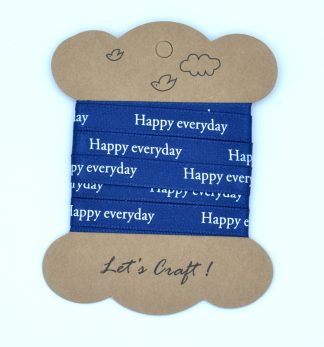 10mm x 1.5m Double Sided Satin Ribbon - Navy Happy Everyday