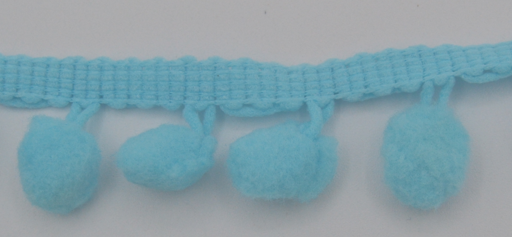 Soft Pom Pom Fringe Trim - Turquoise 10mm