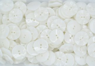 White - Fluted Round Buttons 2 Hole 20mm - Acrylic Buttons for Costumes & Children's Craft Projects