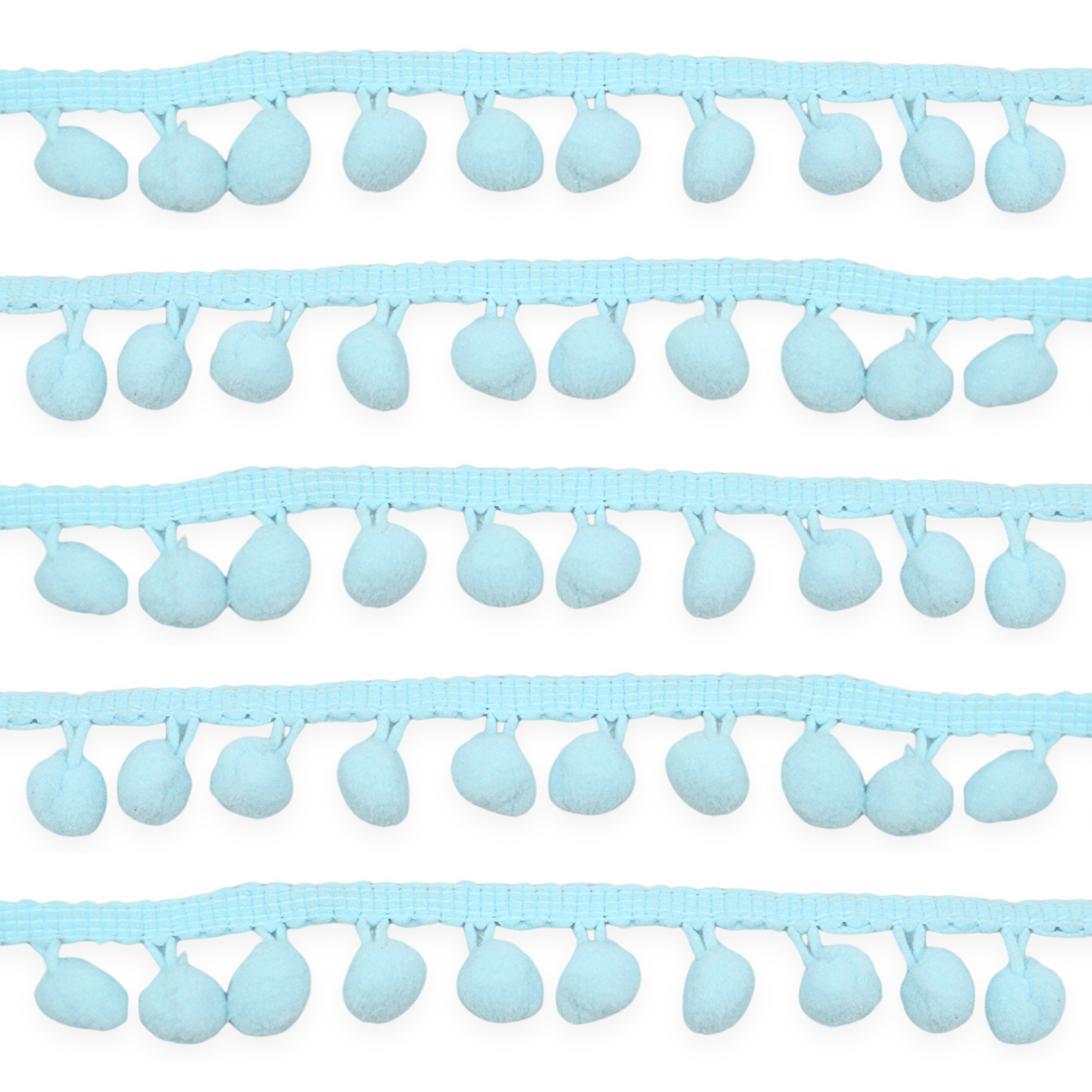 Baby Blue 10mm Soft Pom Pom Fringe Trim