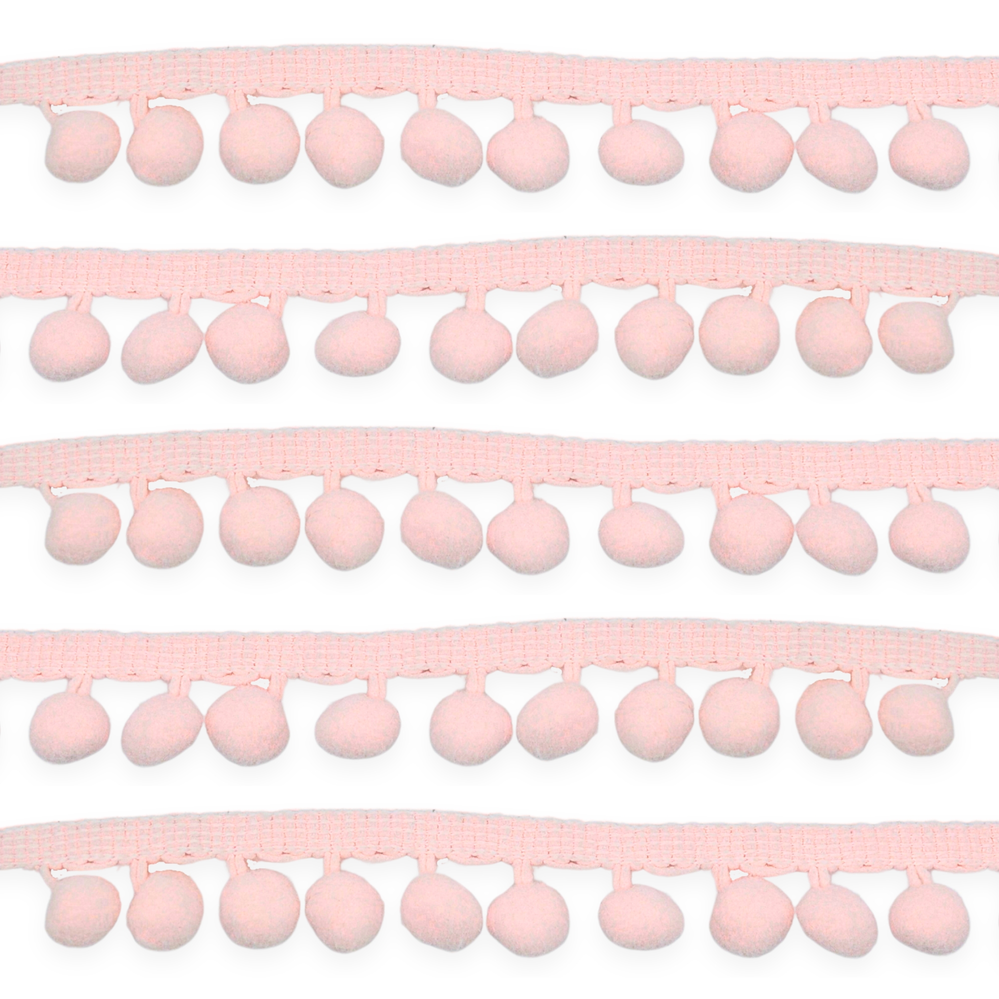 Baby Pink 10mm Soft Pom Pom Fringe Trim