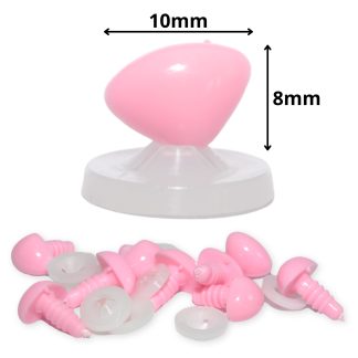 10mm x 8mm Baby Pink Triangle Nose with Plastic Backs