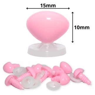 15mm x 10mm Baby Pink Triangle Nose with Plastic Backs
