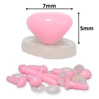 7mm x 5mm Baby Pink Triangle Nose with Plastic Backs