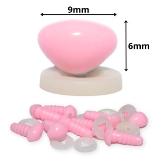 9mm x 6mm Baby Pink Triangle Nose with Plastic Backs