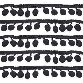 Black 10mm Soft Pom Pom Fringe Trim