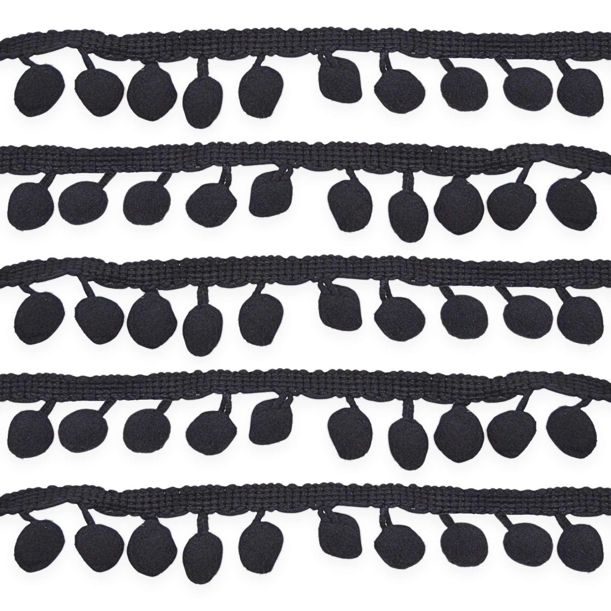 Black 10mm Soft Pom Pom Fringe Trim