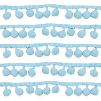 Blue 10mm Soft Pom Pom Fringe Trim