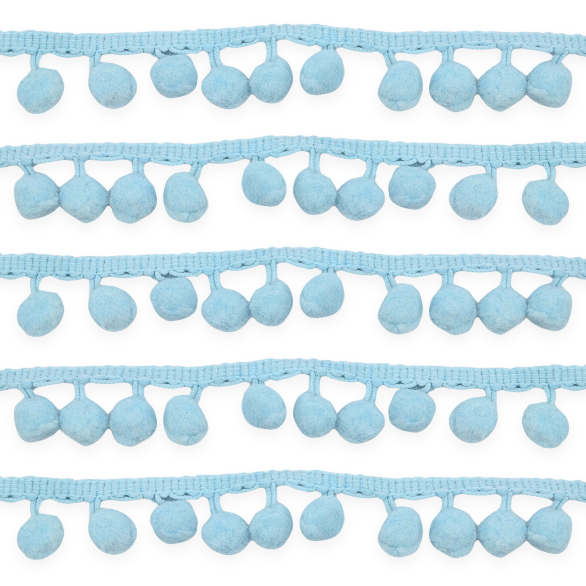 Blue 10mm Soft Pom Pom Fringe Trim