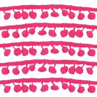 Cerise 10mm Soft Pom Pom Fringe Trim