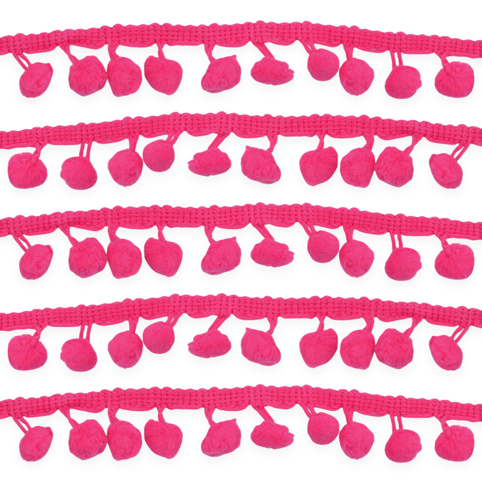 Cerise 10mm Soft Pom Pom Fringe Trim