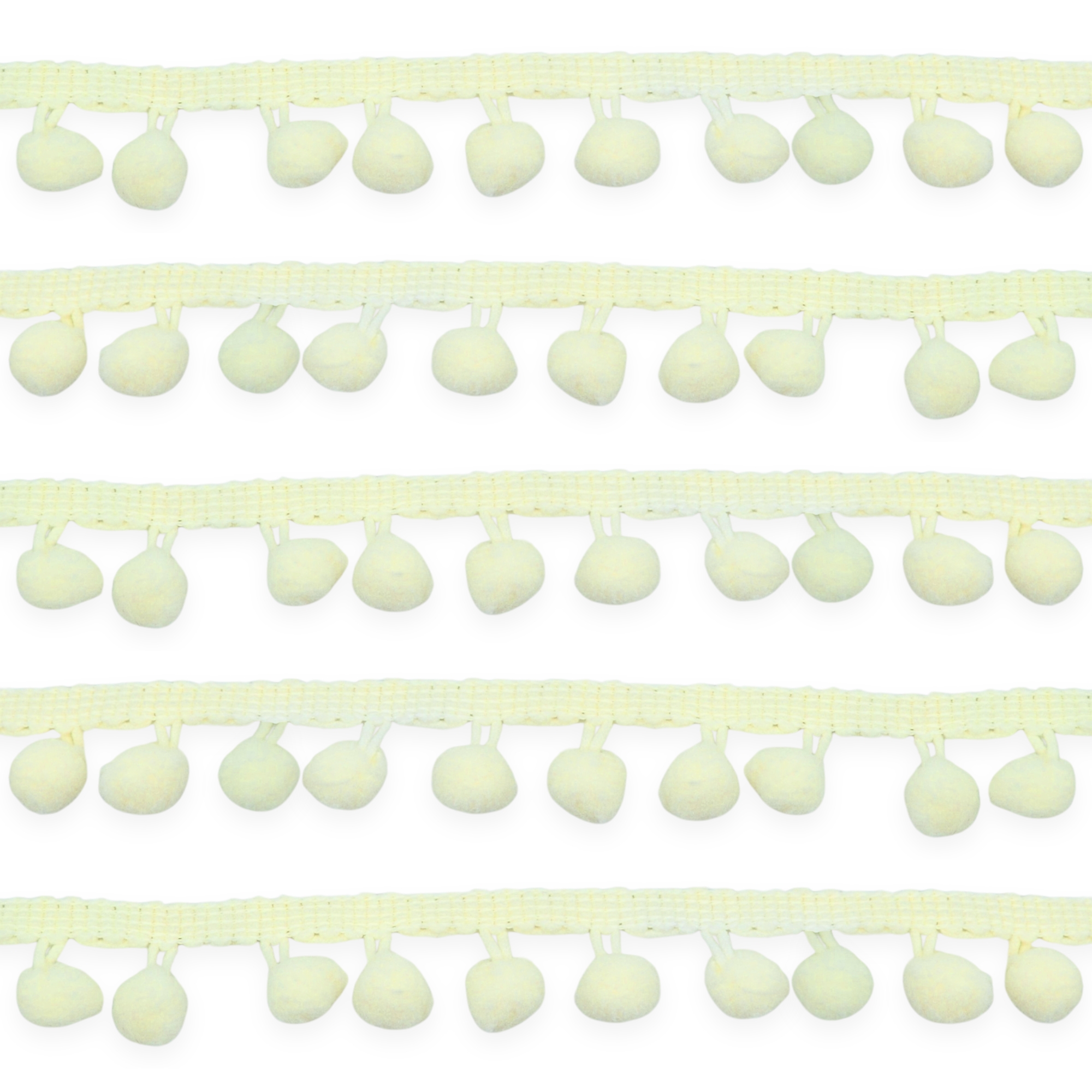 Cream 10mm Soft Pom Pom Fringe Trim