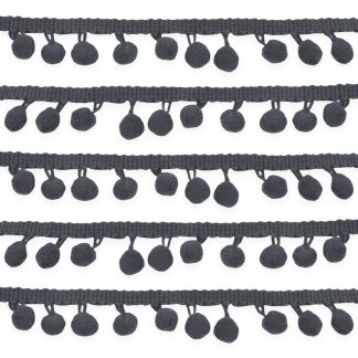 Dark Grey 10mm Soft Pom Pom Fringe Trim