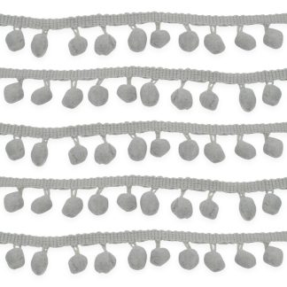 Grey 10mm Soft Pom Pom Fringe Trim