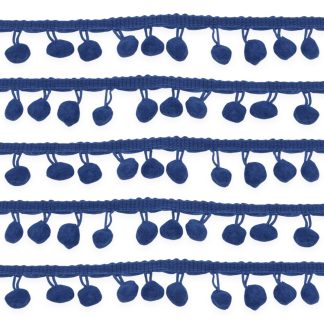 Navy 10mm Soft Pom Pom Fringe Trim