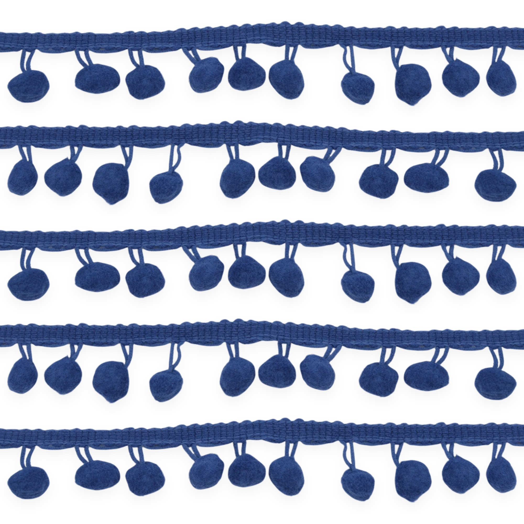 Navy 10mm Soft Pom Pom Fringe Trim