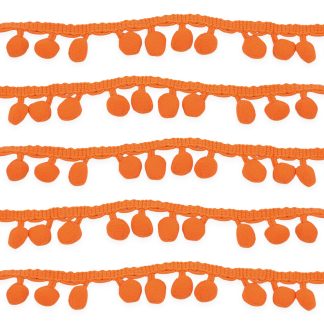 Orange 10mm Soft Pom Pom Fringe Trim