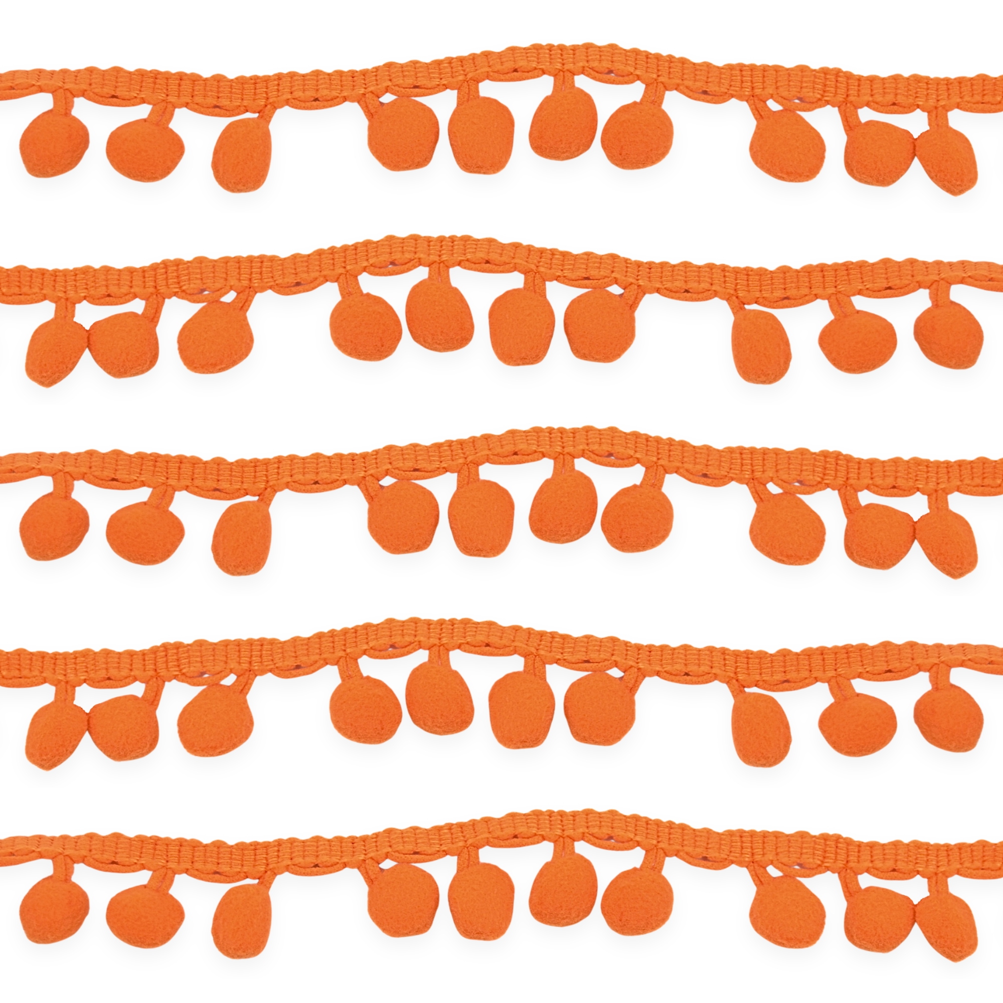 Orange 10mm Soft Pom Pom Fringe Trim