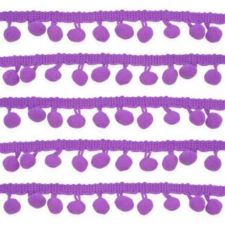 Purple 10mm Soft Pom Pom Fringe Trim