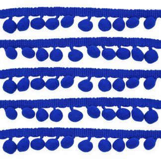 Royal Blue 10mm Soft Pom Pom Fringe Trim