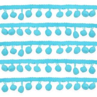 Turquoise 10mm Soft Pom Pom Fringe Trim