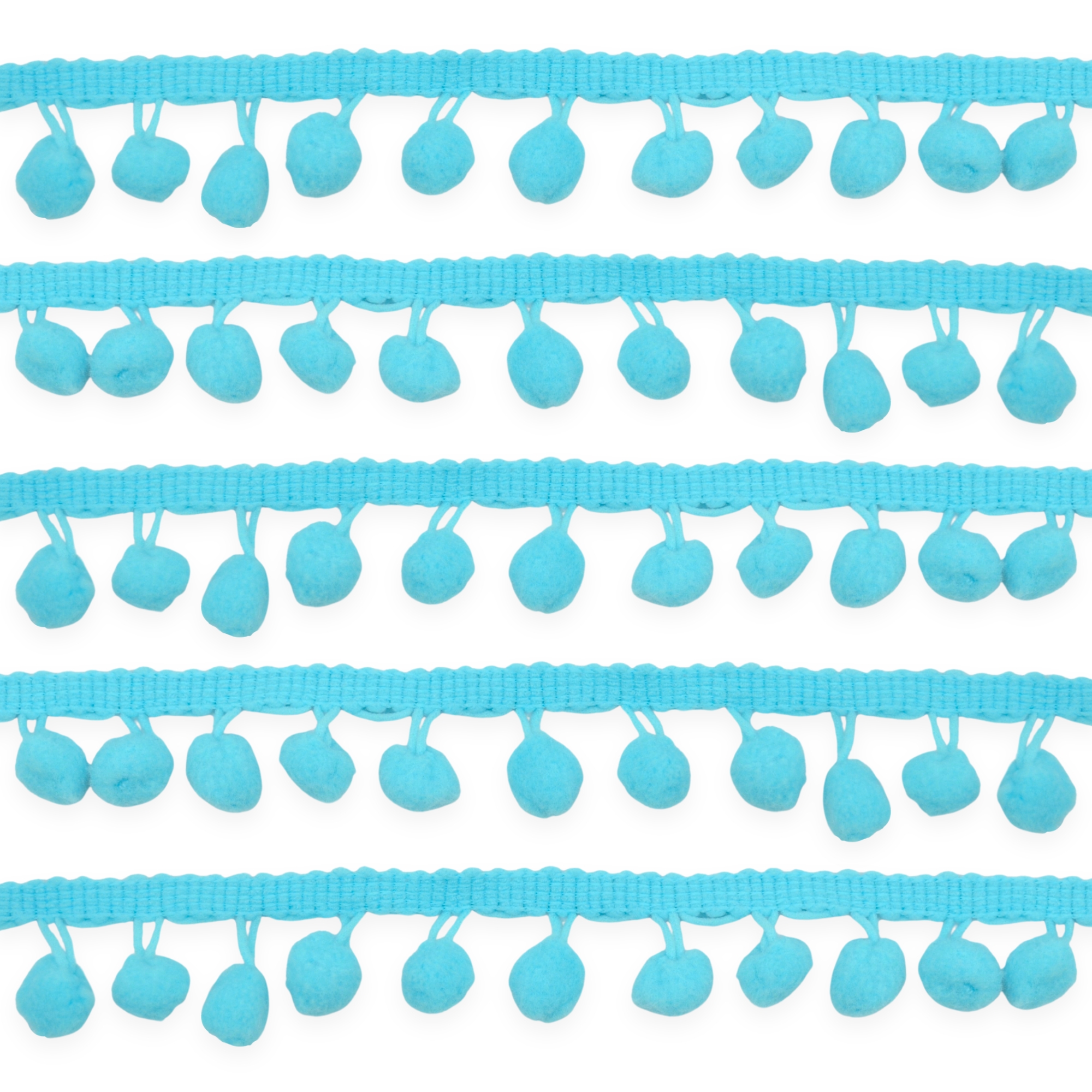 Turquoise 10mm Soft Pom Pom Fringe Trim
