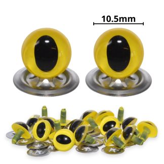 10.5mm Yellow Cat Crystal Eyes with Metal Backs