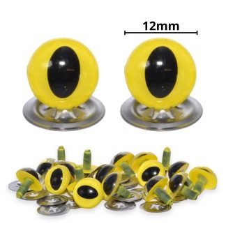 12mm Yellow Cat Crystal Eyes with Metal Backs