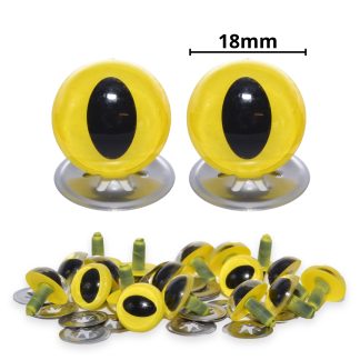 18mm Yellow Cat Crystal Eyes with Metal Backs