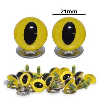 21mm Yellow Cat Crystal Eyes with Metal Backs