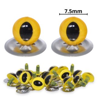 7.5mm Yellow Cat Crystal Eyes with Metal Backs