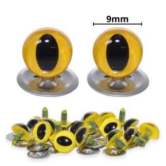 9mm Yellow Cat Crystal Eyes with Metal Backs