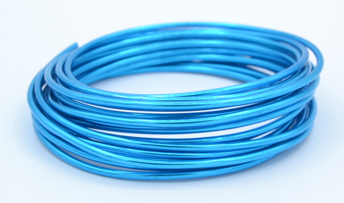 Pack of 1 - Dodger Blue 3mm x 5m Aluminium Wire