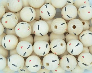 Heart Smiling Face with Maple Wood - 24mm with 6mm Hole