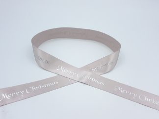 25mm Printed Single Satin Ribbon - Christmas Silver