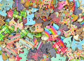 Fancy Wooden Buttons - Fancy Buttons 28 25mm