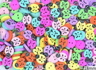 Childrens Character Printed Wooden Buttons (Ladybirds Type 1 - 18mm)