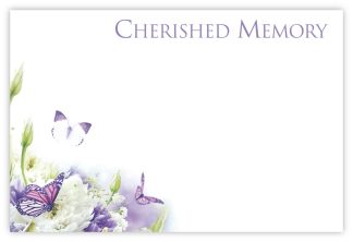 Cherished Memories (Purple Butterflies) - 60mm x 90mm Florist Cards