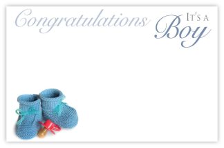 Congratulations Boy (Blue Slippers) - 60mm x 90mm Florist Cards