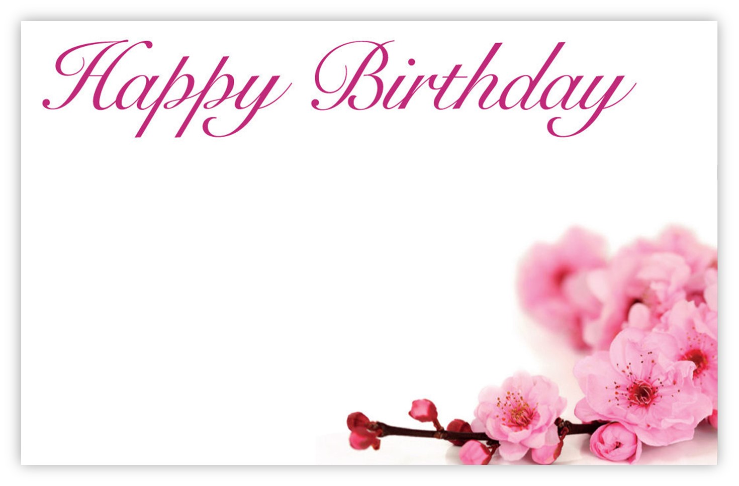 Happy Birthday (Cherry Blossom) - 60mm x 90mm Florist Cards - CelloExpress