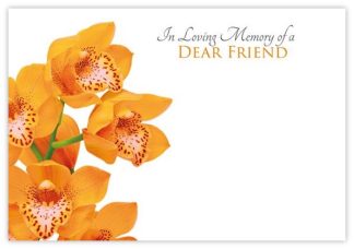 In Loving Memory Friend (Orange Orchid) - 60mm x 90mm OASIS® Florist Cards