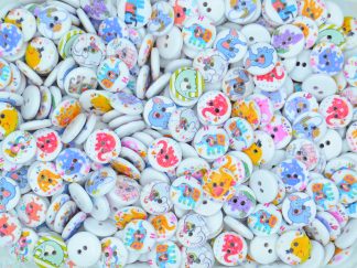 15mm Mixed Elephants - Printed Wooden Buttons