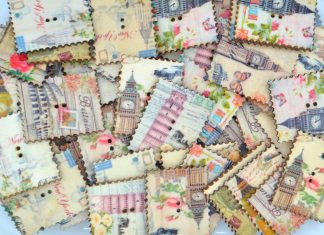 Wooden Printed Buttons (Stamps Type 2, 35mm)