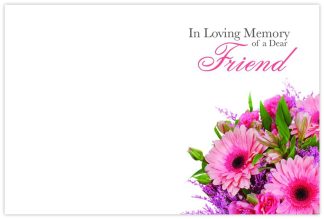 In Loving Memory Friend (Pink Gerbera) - 60mm x 90mm OASIS® Florist Cards