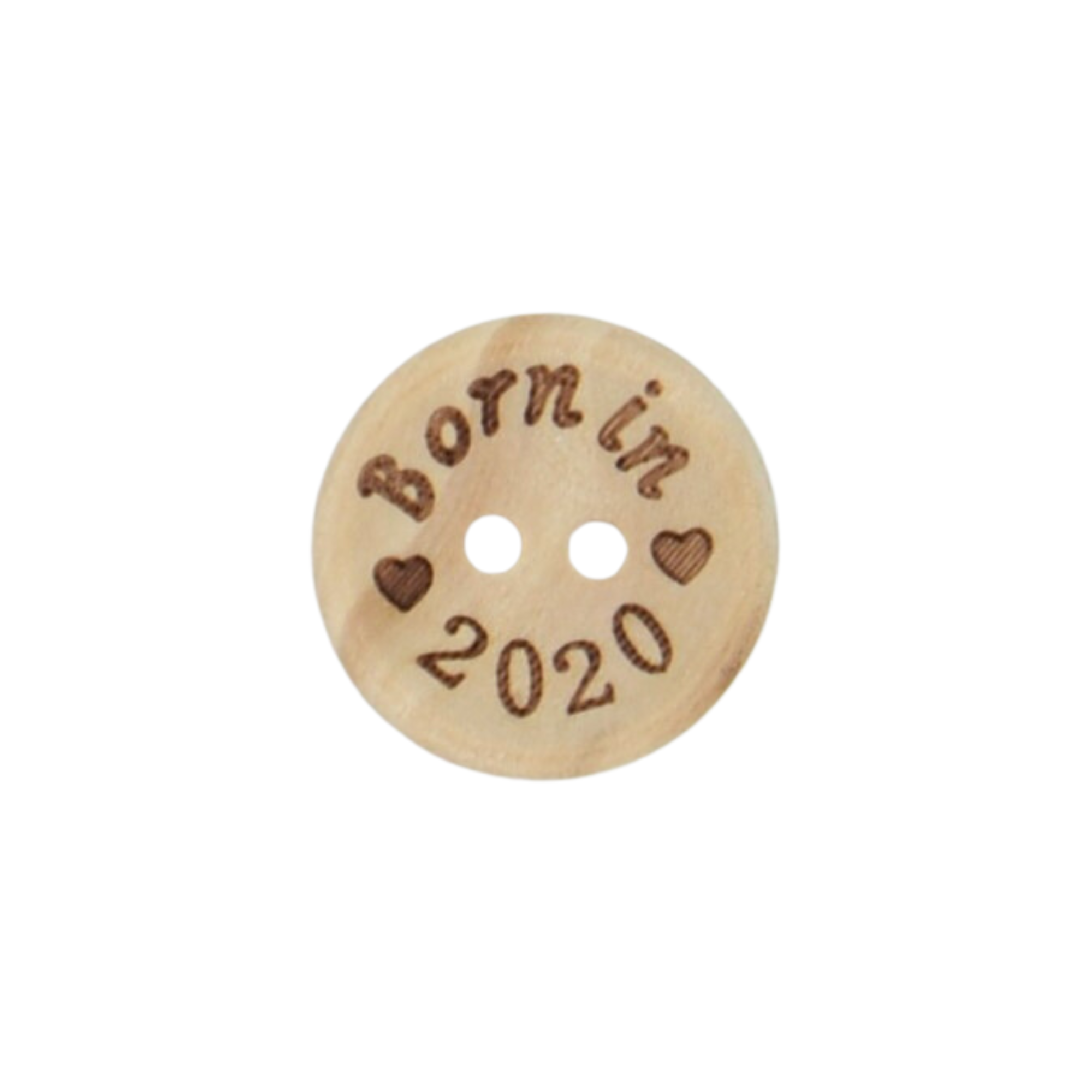Printed Natural Wooden Buttons with Patterns or Quotes (Born in 2020 - 20mm) - Image 2