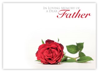 In Loving Memory Father (Red Rose) - 90mm x 125mm Florist Cards