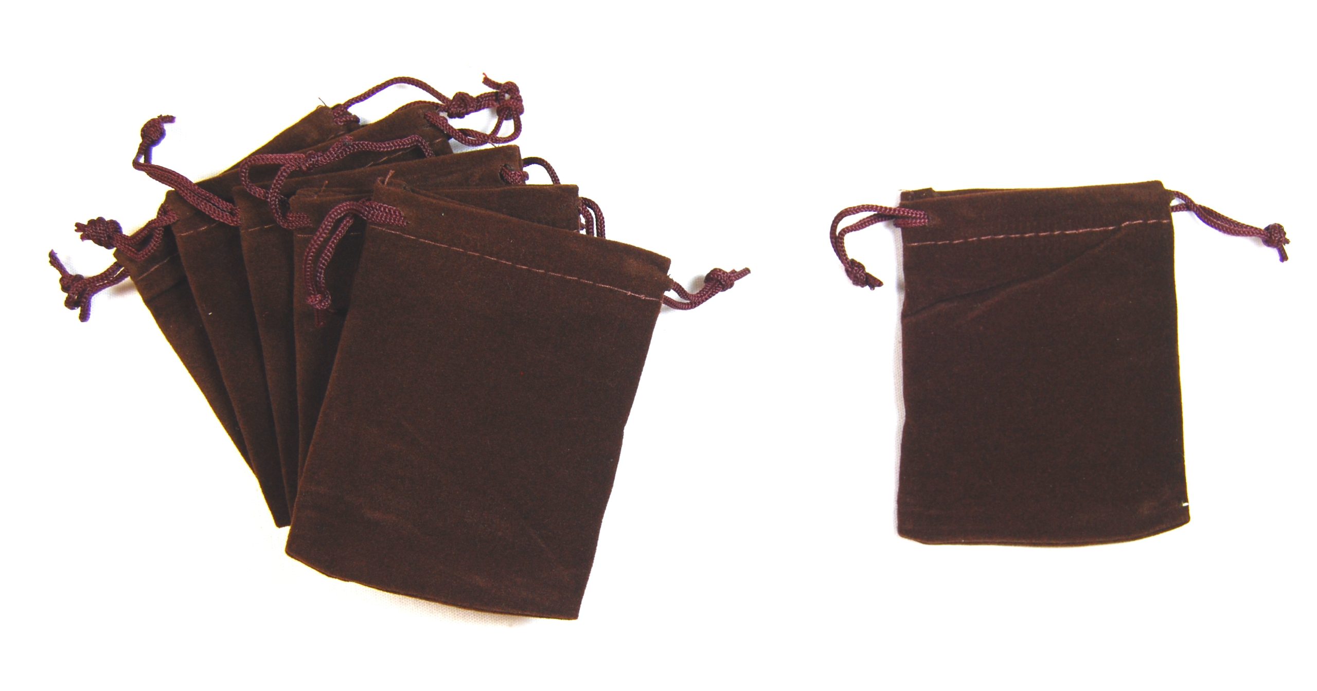 5cm x 7cm Brown STRAIGHT Velvet Jewellery Bags