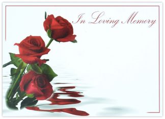 In Loving Memory (3 Red Roses) - 90mm x 125mm Florist Cards